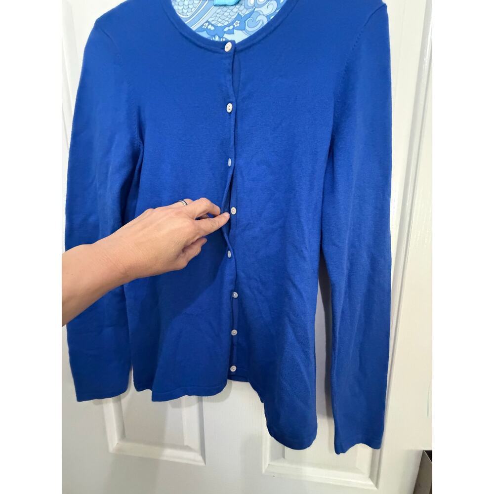 J.McLaughlin Cardigan Sweater Button Front Cotton Blend Blue Size Medium - Picture 5 of 7
